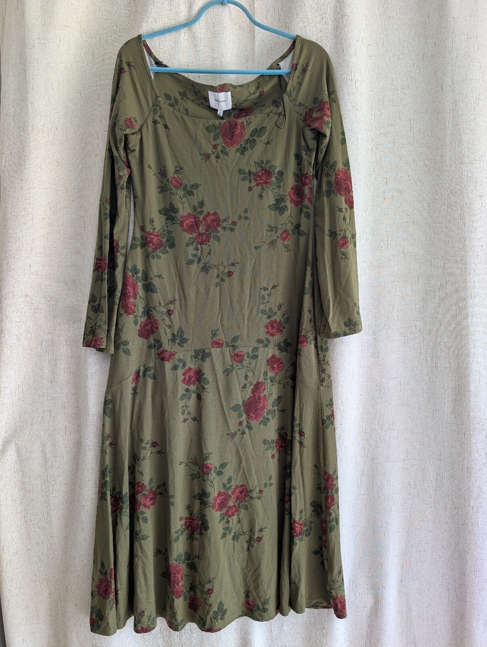 Reformation Lucca Knit Off-Shoulder Long-Sleeve Midi Dress Haiku Size XL NWT - Picture 2 of 9
